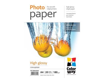 ColorWay - Høyblank - A4 (210 x 297 mm) - 180 g/m² - 20 ark fotopapir