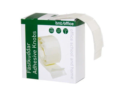 Selvklebende puter BNT hvite 25x12x1 mm i praktisk dispenser - (100 stk./pakning)