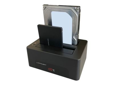 LC Power LC-DOCK-U3-V - HDD dockningsstation - fack: 1 - 2,5 tum/3,5 tum delad - SATA - USB 3.1 (Gen 2) - svart