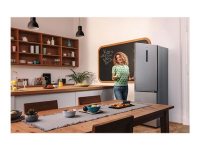 Gorenje NRK6202AXL4 - Kjøleskap/fryser - bunnfryser - bredde: 60 cm - dybde: 59.2 cm - høyde: 200 cm - 331 liter - Klasse E - structured gray metallic