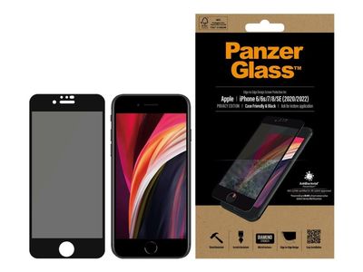 PanzerGlass™ | Privacy & Case-Friendly - Skærmbeskytter for mobiltelefon - Edge-to-Edge passform - rammefarve sort | Apple iPhone 6/6s/7/8/ SE (2. ...