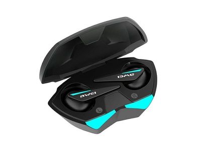 AWEI Bluetooth 5.0 T23 TWS-hodetelefoner + dockingstasjon for gaming sort