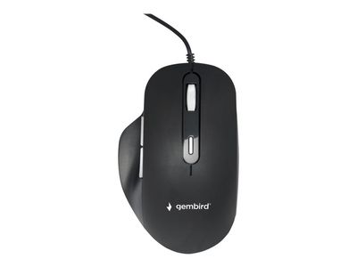 Gembird - Mus - ergonomisk - optisk - 6 knapper - kablet - USB 2.0 - svart - giftbox with transparent window