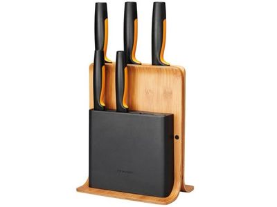 Fiskars 1057552, Knivblokk, Bamboo, Plast, Rustfritt stål, Tre, Rektangel, 21,3 cm, 1,48 kg