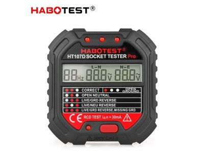 Habotest HT107D, Kontakt, CAT II, LCD, 90 - 250 V, 45 - 65 hz, 30 mA