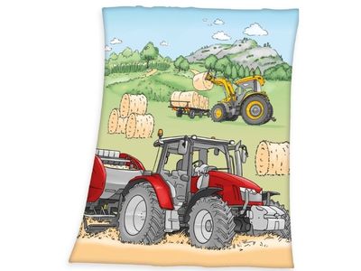 Traktor Fleece tæppe - 130 x 160 cm
