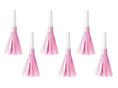 PartyDeco HOR1-081J, Festhorn, Rosa, Hvit, 6 stykker, Bursdag, 125 mm, 140 mm
