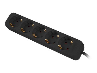 Lanberg - Effektband - AC 230 V - 2500 Watt - ingång: power CEE 7/7 - utgångskontakter: 5 (power CEE 7/3) - 1.5 m sladd - svart