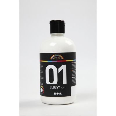 Akrylmaling A-Color 01 - blank, hvid, 500 ml