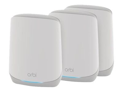 NETGEAR Orbi RBK763S - Wi-Fi-system - (ruter, 2 utvidere) - inntil 7500 kvadratfot - maske 1GbE - Wi-Fi 6 - Trippelbånd