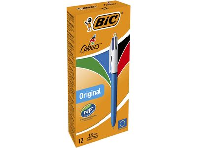 BIC 4 Colours Grip - 4-fargekulepenn - svart, rød, blå, grønn - 1 mm - medium - retraktil - 1 stk