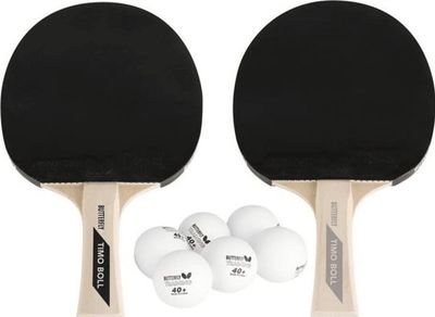 Butterfly sett med bordtennisracketter: Boll 2 (2 racketter + 6 baller)