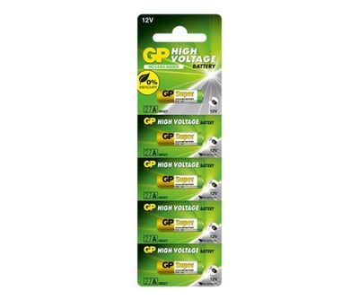 GP Batteries High Voltage 27A, Engangsbatteri, Alkalinsk, 12 V, 5 stykker, 20 mAh, Gull, Grønn, Hvit