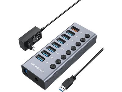 Graugear USB HUB 7x USB 3.0-porter + 1 USB hurtiglader detaljhandel