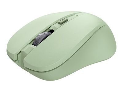 Trust Mydo - Mus - stille - høyre- og venstrehåndet - optisk - 4 knapper - trådløs - 2.4 GHz - USB trådløs mottaker - grønn