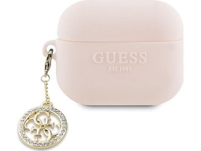 Guess GUAP23DSLGHDP AirPods Pro 2 -suojus vaaleanpunainen/vaaleanpunainen 3D-kumi 4G-timantti charmi