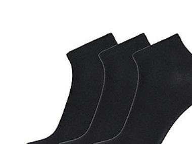 Proactive footies str. 40-43 - Bambus sneakers footie, høj kvalitet sorte,pakke med 3 par