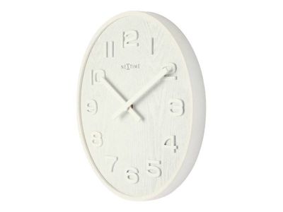 Nextime Wood Wood Medium - Klokke - kvarts - veggmonterbar - 35 cm - hvit