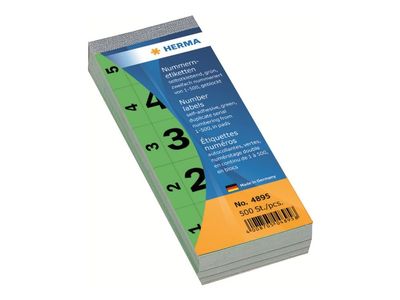 HERMA - Dekorasjonsklister - tall 1-500 - 2.8 x 5.6 cm - 100 ark - grønn - papir