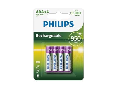 PHILIPS batteri genopladeligt NiMH AAA 4-pak - 1643161