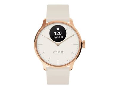 Withings ScanWatch Light - 37 mm - rustfritt stål av rosa gull - smartklokke med bånd - fluorelastomer - håndleddstørrelse: 146-211 mm - monokrom -...