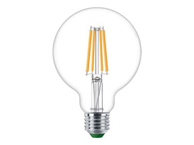 Philips - LED-filamentlyspære - form: G95 - klar finish - E27 - 4 W (ekvivalent 60 W) - klasse A - varmt hvitt lys - 2700 K