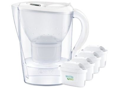 Brita Marella XL filterkanne + 4 Maxtra Pro Pure Performance patroner, hvit