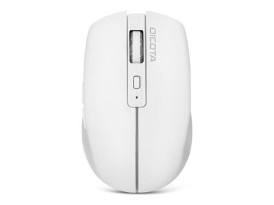 DICOTA Notebook - Mus - 5 knappar - trådlös - 2.4 GHz, Bluetooth - trådlös USB-mottagare - vit