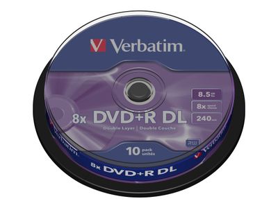 Verbatim - 10 x DVD+R DL - 8.5 GB 8x - matt sølv - spindel