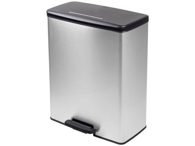 Curver Deco bin slim 254610 avfallskärl 65 l (L x B x H) 480 x 480 x 615 mm silver/svart fot-/trampmekanik 1 st