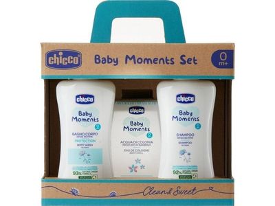 CHICCO_SET Baby Moments bath lotion 200ml + shampoo 200ml + eau de parfum 100ml