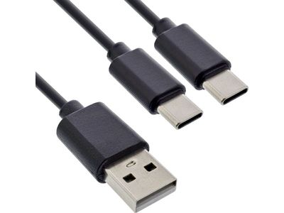 InLine 35122, 2 m, USB A, 2 x USB C, USB 2.0, Svart