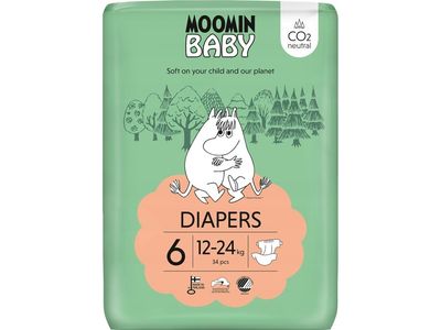 Mumi MOOMIN babylinens 6 JUNIOR (12-24 kg) 34 stk EKO