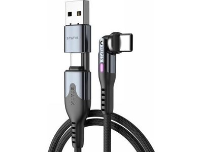STATIK PowerPivot Pro nylon klem-lader USB-C til USB-C 2 m svart