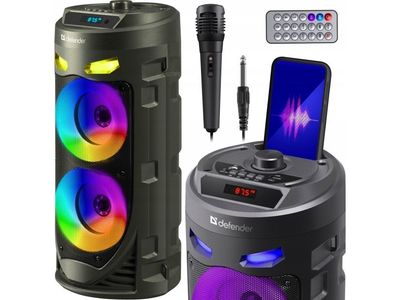 Defender CRASHBOOM Bluetooth 16W MP3/FM/SD/USB/AUX/TWS/LED/MIC/LCD KARAOKE speaker black + microphone + remote control