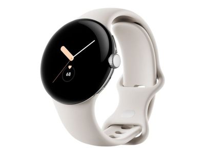 Google Pixel Watch - Polert sølv - smartklokke med bånd - fluorelastomer - chalk - båndbredde: L - 32 GB - Bluetooth, Wi-Fi, NFC - 36 g
