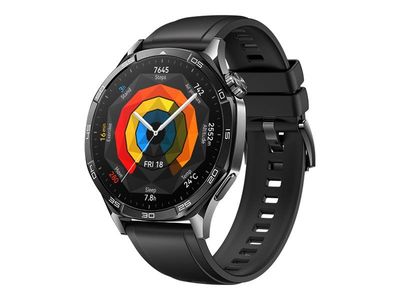 Huawei Watch GT 5 - 46 mm - rustfritt stål - smartklokke med stropp - fluorelastomer - svart - håndleddstørrelse: 140-210 mm - display 1.43" - NFC,...