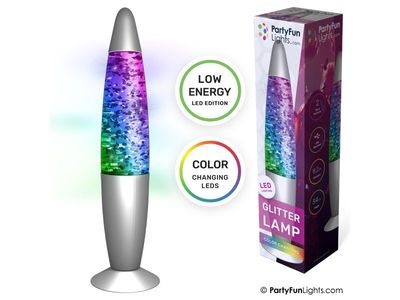 Glitterlampe – flerfarget H: 34 cm