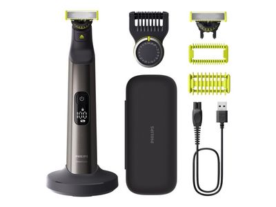 Philips OneBlade Pro 360 QP6652/61 Face + Body, Sisäänrakennettu näyttö, Pestävä, Akku, Kromi