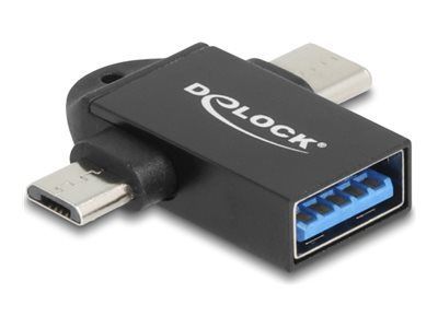 Delock - USB-adapter - USB (hona) till USB-C, mikro-USB typ B (hane) - USB 3.2 - 20 V - 2 A - snabbladdning, upp till 10 Gbps dataöverföringshastig...