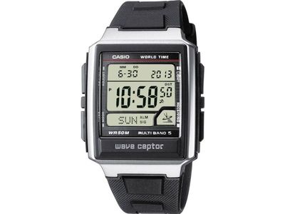 Casio radiostyrt armbandsur Wave Ceptor WV-59R-1AEF (L x B x H) 48,3 x 39 x 12,5 mm Silver Boettematerial=Rostfritt stål, Material (armband)=Harts