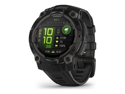 Garmin Instinct 3 AMOLED - 45 mm - fiberforsterket polymer - Ja smartklokke med bånd - silikon - display 1.2" - 4 GB - Bluetooth, ANT+ - 53 g - svart