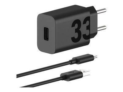 Motorola Turbopower - Strømadapter - 33 watt - 3 A - Fast Charge (USB) - på kabel: USB-A - matt svart - Europa