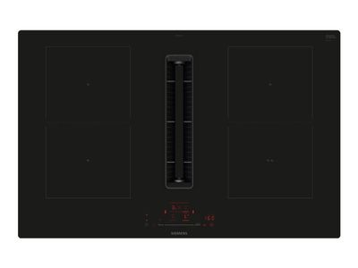 Siemens iQ500 ED811HQ26E - Induksjonskomfyrtopp - 4 plater - Nisje - bredde: 75 cm - dybde: 49 cm - uten ramme - svart med fallvindeksos (uttrekk o...