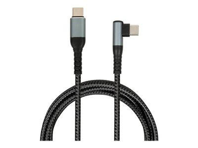 iBOX - USB-kabel - USB-C (hane) rak till USB-C (hane) vinklad - USB 2.0 - 20 V - 5 A - 2 m - USB-strömförsörjning (100W) - grå, svart