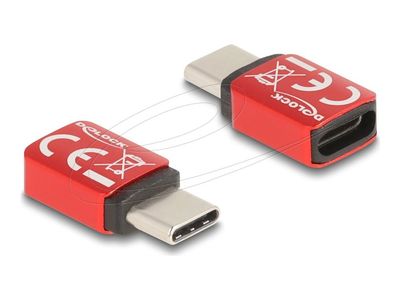 Delock - USB-adapter - USB-C (hane) till USB-C (hona) - 48 V - 5 A - datablockerare, USB-strömförsörjning (240W) - röd