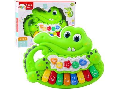 LeanToys interaktivt piano/leketøy for baby med lys, lyder og dyrelyder grønn