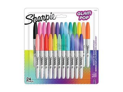 Sharpie 2198779, 24 stykker, Sort, Blå, Grønn, Oransje, Rosa, Rød, Gult, Fin tupp, Hvit, 1 mm