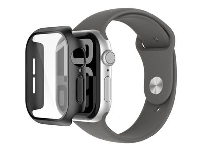 Belkin SCREENFORCE TemperedCurve - Stötsskydd för smartwatch - 2-i-1, 42mm - tempererat glas (9H) - svart - för Apple Watch Series 10 (GPS + Cellul...