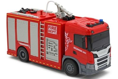SCANIA brannbil m/sprøyte lys & lyd 28x10x15,5 cm